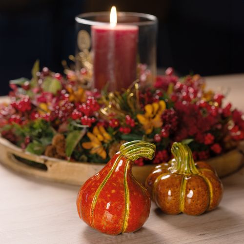 Produkt Dynie ceramiczne dekoracja jesienna brązowo-pomarańczowa 10/13cm 2 szt.