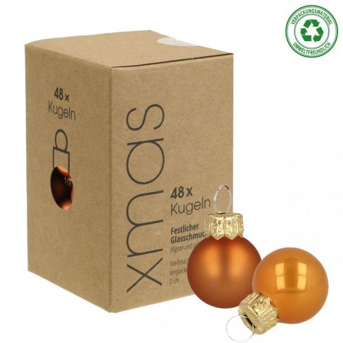 Produkt Mini bombki szklane pomarańczowy mat/połysk Ø2cm 44szt
