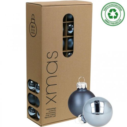 Produkt Bombki szklane bombki szklane niebieskie matowe/błyszczące Ø4cm 60 sztuk