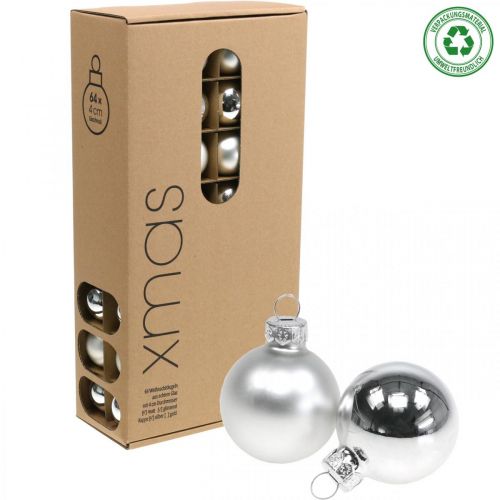 Produkt Bombki szklane srebrna kula matowa/błyszcząca Ø4cm 60 szt