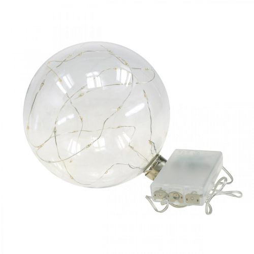 Floristik24 Kula bożonarodzeniowa Kula LED Ø10cm 15L wewnątrz ciepłobiałego timera
