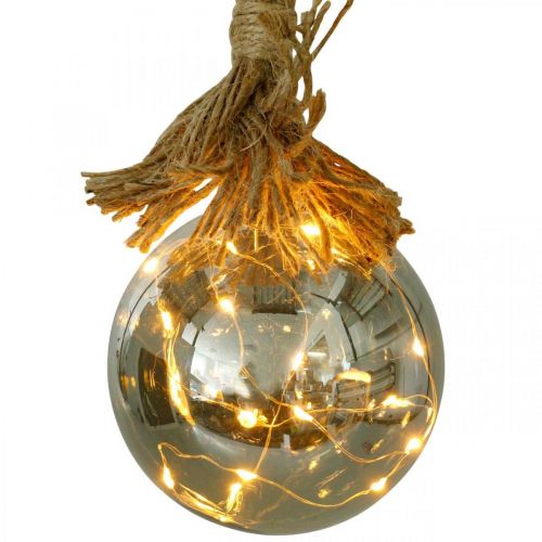 Floristik24 Kula LED wewnątrz Ø10 cm przyciemniony 15L ciepły biały timer