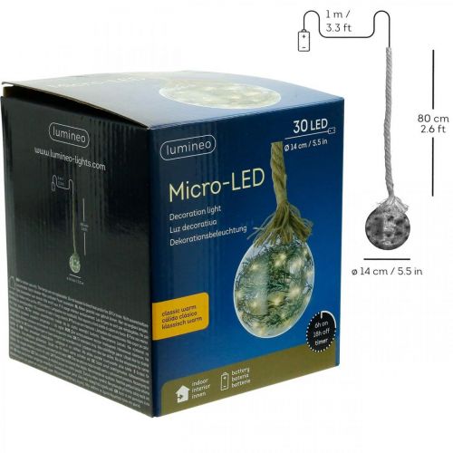 Produkt Jodła śnieżna kula LED wewnątrz Ø14cm 30L ciepły biały timer
