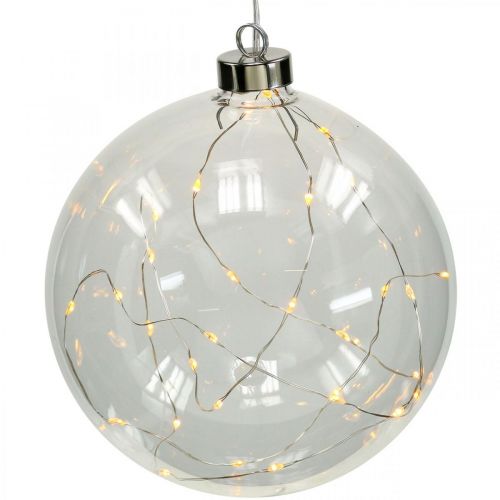 Floristik24 Kula bożonarodzeniowa Kula LED Ø15cm 30L wewnątrz ciepłobiałego timera