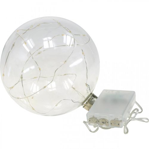 Floristik24 Kula bożonarodzeniowa Kula LED Ø15cm 30L wewnątrz ciepłobiałego timera