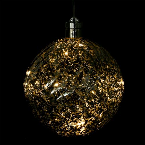 Floristik24 Kulka plastikowa srebrna 15cm z 10 diodami LED i bateriami
