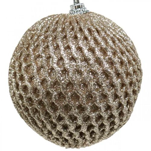 Floristik24 Christmas Ball Champagne Honeycomb Pattern Tree Ball Ø8cm 6szt