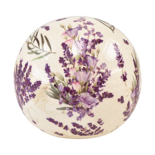 Produkt Kula ceramiczna z motywem lawendy, dekoracja ceramiczna fioletowo-kremowa 12cm