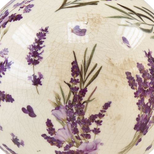 Floristik24 Kula ceramiczna z motywem lawendy, dekoracja ceramiczna fioletowo-kremowa 12cm