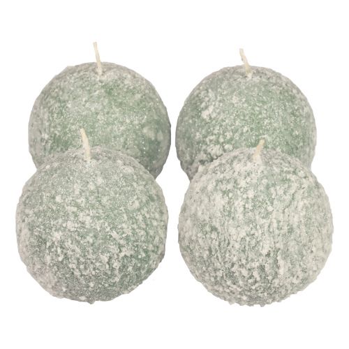 Produkt Świece kulkowe 8 cm świeczki okrągłe zielone śnieżki brokatowe 4 sztuki