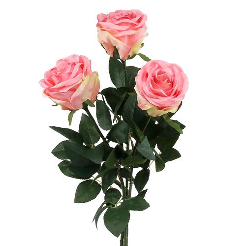 Floristik24 Kwiat sztuczny róża nadziewana różowa Ø10cm L65cm 3szt.