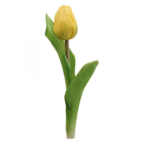 Sztuczny kwiat tulipan żółty prawdziwy dotyk wiosenny kwiat H21cm
