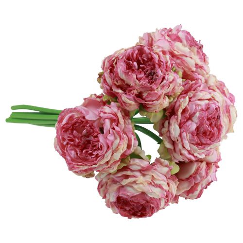 Produkt Dekoracja ze sztucznych kwiatów Sztuczne piwonie Różowy Antyczny 27cm 7 szt