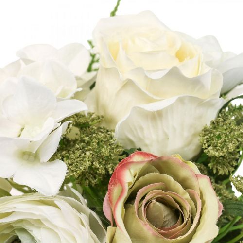Floristik24 Bukiet sztucznych kwiatów deco róże ranunculus hortensja wys. 23 cm