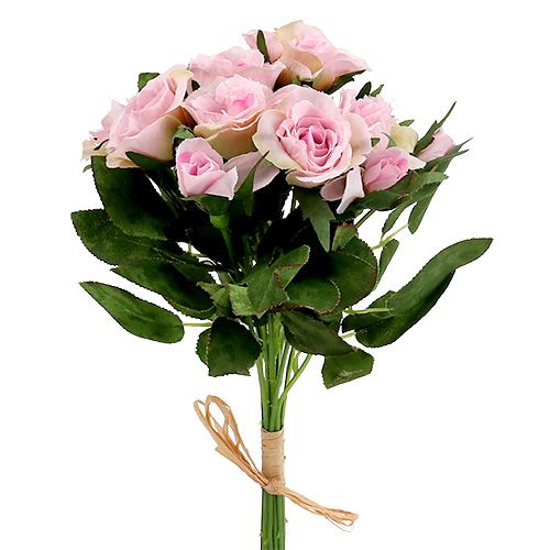 Floristik24 Kwiaty Sztuczne Bukiet Róż Różowy L26cm 3szt.