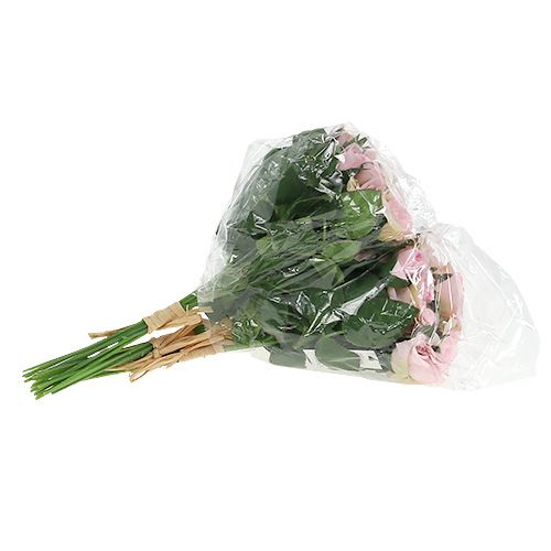 Floristik24 Kwiaty Sztuczne Bukiet Róż Różowy L26cm 3szt.