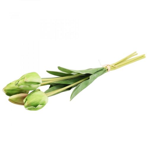 Produkt Sztuczne kwiaty tulipan zielony, wiosenny kwiat 48cm pakiet 5 sztuk