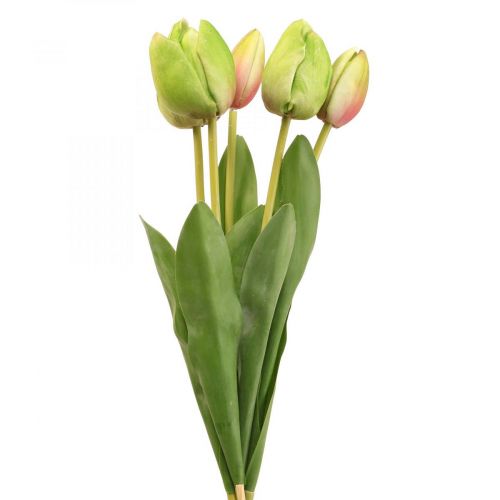 Produkt Sztuczne kwiaty tulipan zielony, wiosenny kwiat 48cm pakiet 5 sztuk