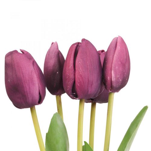 Floristik24 Sztuczne kwiaty tulipan fioletowy, wiosenny kwiat 48cm pakiet 5 sztuk