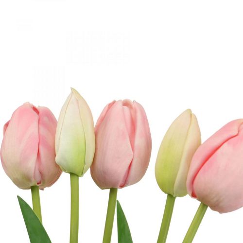 Produkt Sztuczne kwiaty tulipan różowy, wiosenny kwiat 48 cm pęczek 5 sztuk