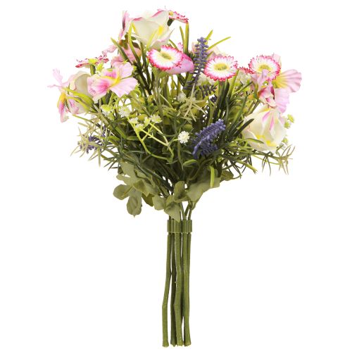 Produkt Sztuczny bukiet kwiatów w kolorze kremowo-różowo-fioletowo-zielonym Ø18cm H25cm