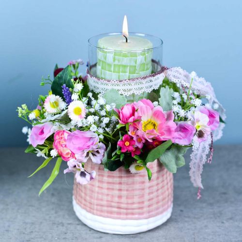 Produkt Bukiet sztucznych kwiatów z Ranunculus i Bellis Pink, White Ø20cm