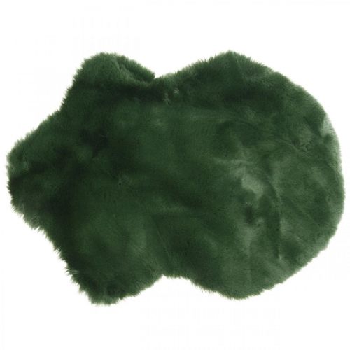 Dekoracyjny dywanik futrzany w kolorze zielonym ze sztucznego futra 55×38cm