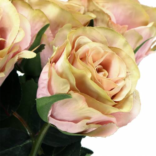 Produkt Róża sztuczna nadziewana Kremowa, Różowa Ø6cm L37cm 6szt.