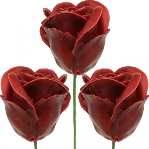 Sztuczne Róże Bordeaux Wax Roses Deco Roses Wax Ø6cm 18szt