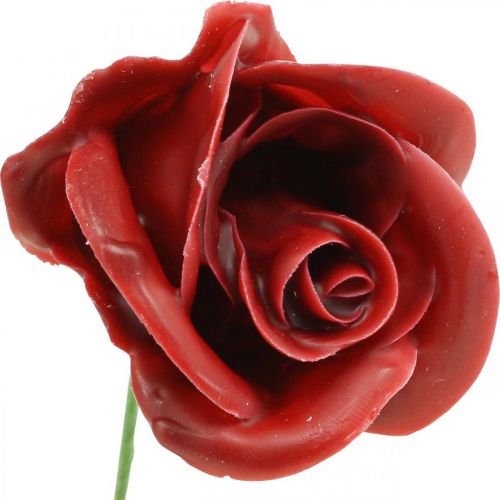 Produkt Sztuczne Róże Bordeaux Wax Roses Deco Roses Wax Ø6cm 18szt