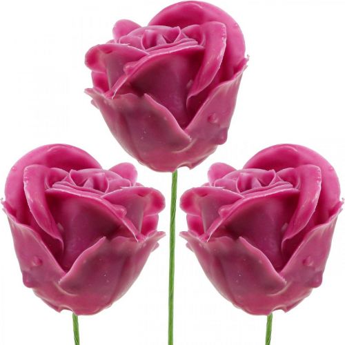 Produkt Sztuczne róże fuksja woskowane róże róże dekoracyjne wosk Ø6cm 18 sztuk