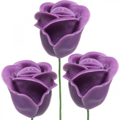Sztuczne róże wosk fioletowy róże dekoracyjne róże wosk Ø6cm 18szt
