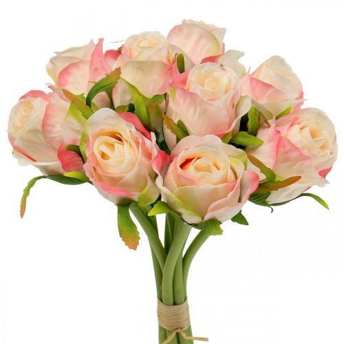 Sztuczne róże różowe morele Sztuczne róże 28cm pęczek 9 sztuk