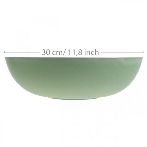 Produkt Doniczka okrągła, dekoracja kwiatowa, miska plastikowa, naczynie do aranżacji zielone, białe cętki W8,5cm Ø30cm