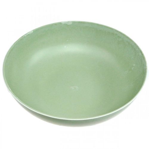 Produkt Doniczka okrągła, dekoracja kwiatowa, miska plastikowa, naczynie do aranżacji zielone, białe cętki W8,5cm Ø30cm
