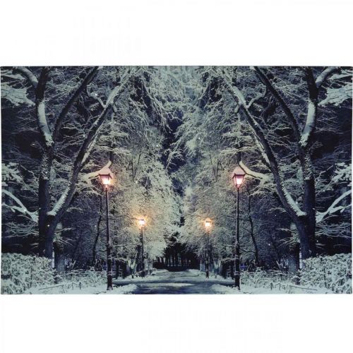 Produkt Obraz LED park krajobrazowy zimowy z lampionami Fototapeta LED 58x38cm