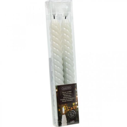 Floristik24 Świece LED w sztyfcie białe timer prawdziwy wosk na baterię 25cm 2 sztuki