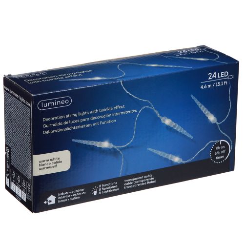 Produkt Girlanda LED w kształcie sopli Zimowy zegar zewnętrzny 24 LED 460cm
