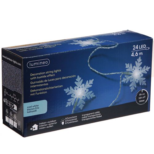 Produkt Girlanda LED płatki śniegu zewnętrzna zimna biała 24 LED 460cm