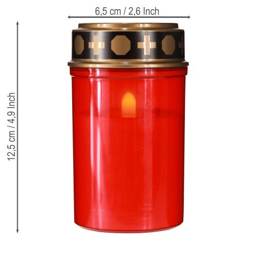 Produkt Znicz cmentarny LED z timerem na baterie czerwony wys. 12,5 cm