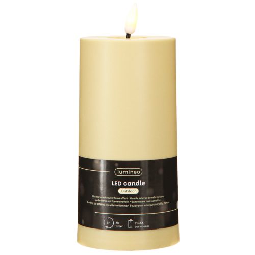 Produkt Świeca LED z timerem Zielono-beżowa Zewnętrzna Ø7,5cm W18cm