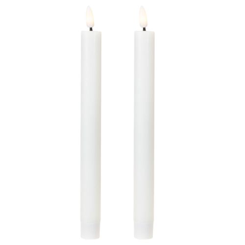 Świece LED białe stożkowe woskowe ciepła biel 24,5cm 2 sztuki