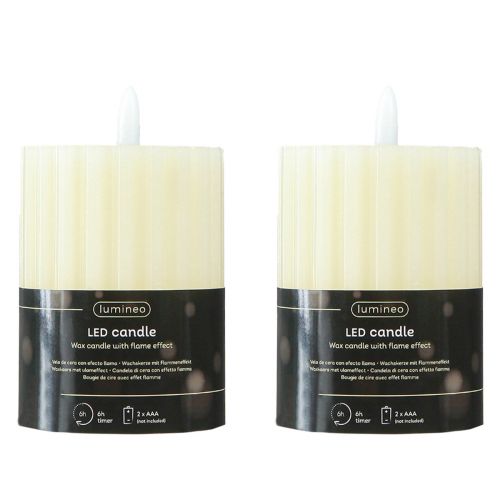 Produkt Świece LED z czasowymi świeczkami woskowymi w rowku 7,5/10cm kremowe 2 sztuki