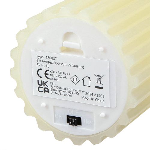 Floristik24 Świece LED z czasowymi świeczkami woskowymi w rowku 7,5/10cm kremowe 2 sztuki