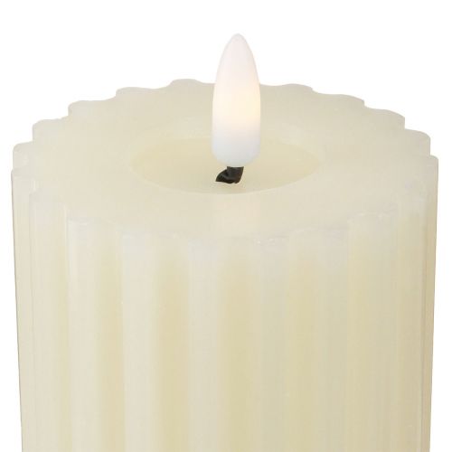 Floristik24 Świece LED z czasowymi świeczkami woskowymi w rowku 7,5/10cm kremowe 2 sztuki