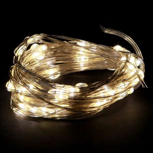 Łańcuch świetlny LED 100 Micro LED, ciepła biel, timer, 4 sztuki