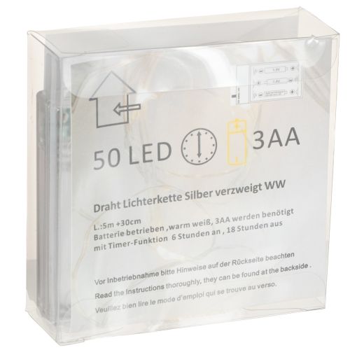 Produkt Lampki choinkowe LED, 50 żarówek, zasilane bateriami, 5 m, ciepła biel