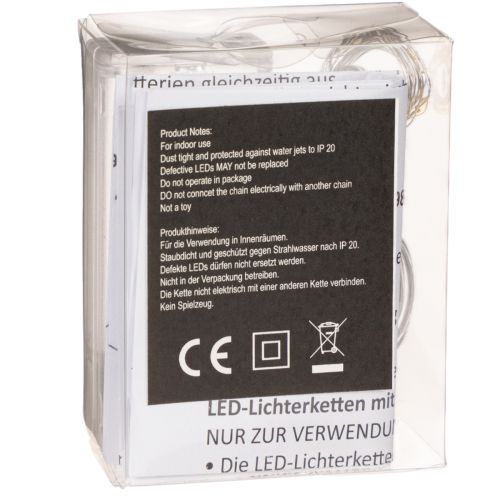 Lampki choinkowe zasilane bateriami do użytku wewnątrz pomieszczeń, ciepła biel, 10 diod LED, długość 1 m, 6 sztuk | Floristik24.pl