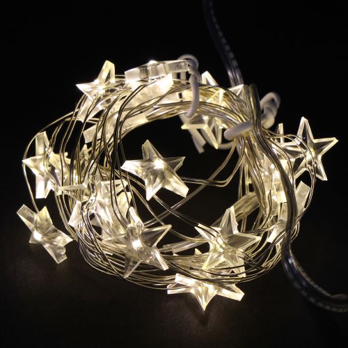Lampki choinkowe LED gwiazdki 20 mikro diod LED ciepła biel timer 6 sztuk