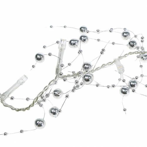 Produkt Łańcuch świetlny LED perłowy girlanda srebrna ciepła biel L120cm